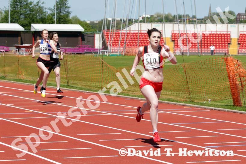 Georgia Hirst (Shildon) winning the under-17s 300 metres at the North Eastern Champs, Gateshead.